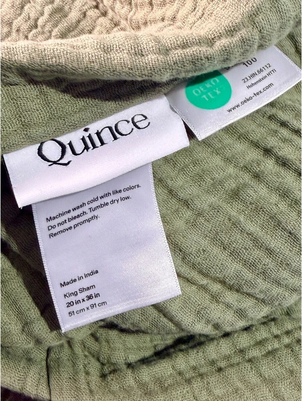 Quince Organic Airy Gauze Duvet Cover Set King Olive 100% Cotton NEW